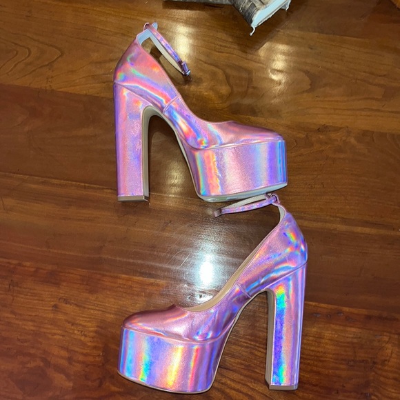 Steve Madden Skyrise platform mary janes in pink irridescent - Picture 9 of 16
